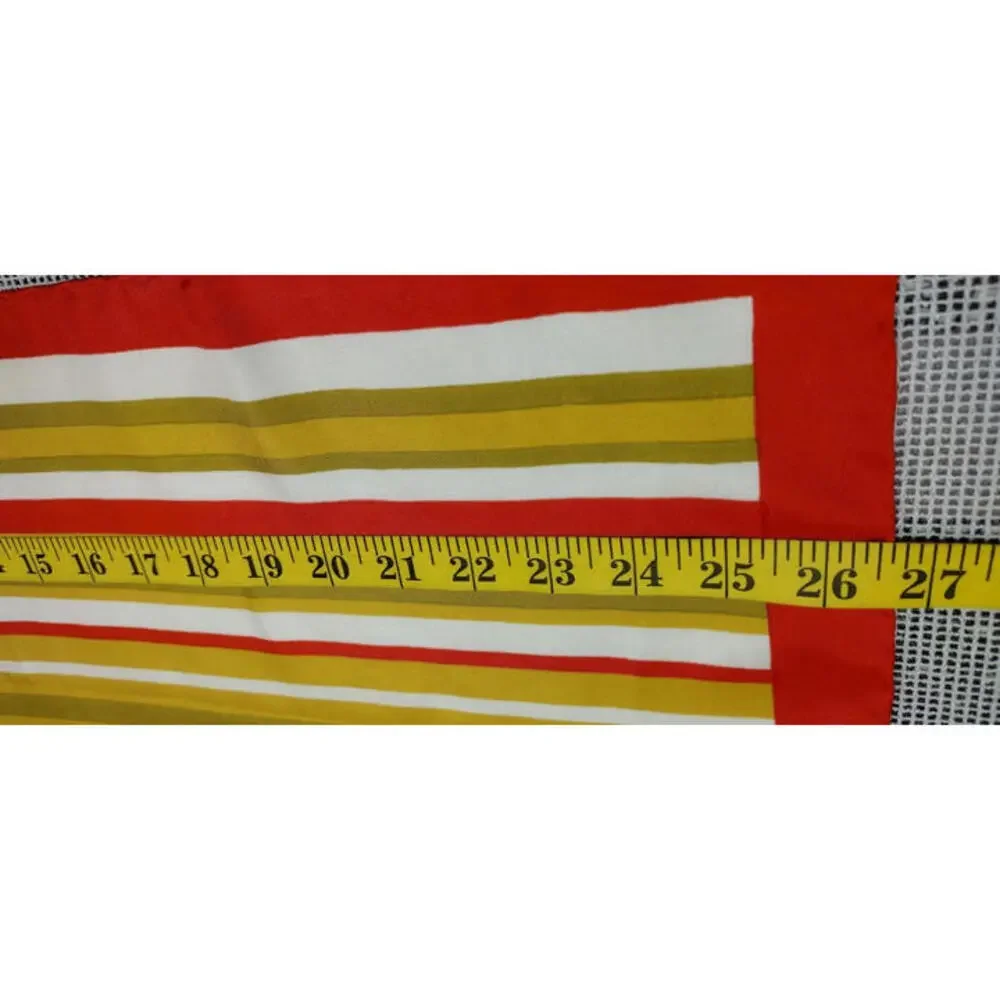 Vintage Dior Silk Scarf Striped Avocado Paris 1960s Designer Mid Century Mod 60s